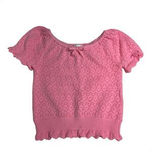 Janie and Jack Girl's‎ Pink Pointelle Sweater Top, 4